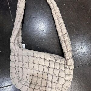 Elegant Cream Quilted Shoulder Bag